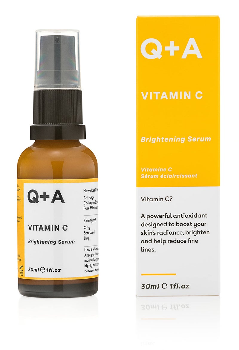 Q+A QA Vitamin C Brightening Serum  AntioxidantRich Hydrating Face Serum to Brighten Refresh and Even Skin Tone Encapsulated Vitamin C with Volcanic Soil and Hyaluronic Acid for AntiAging 1floz