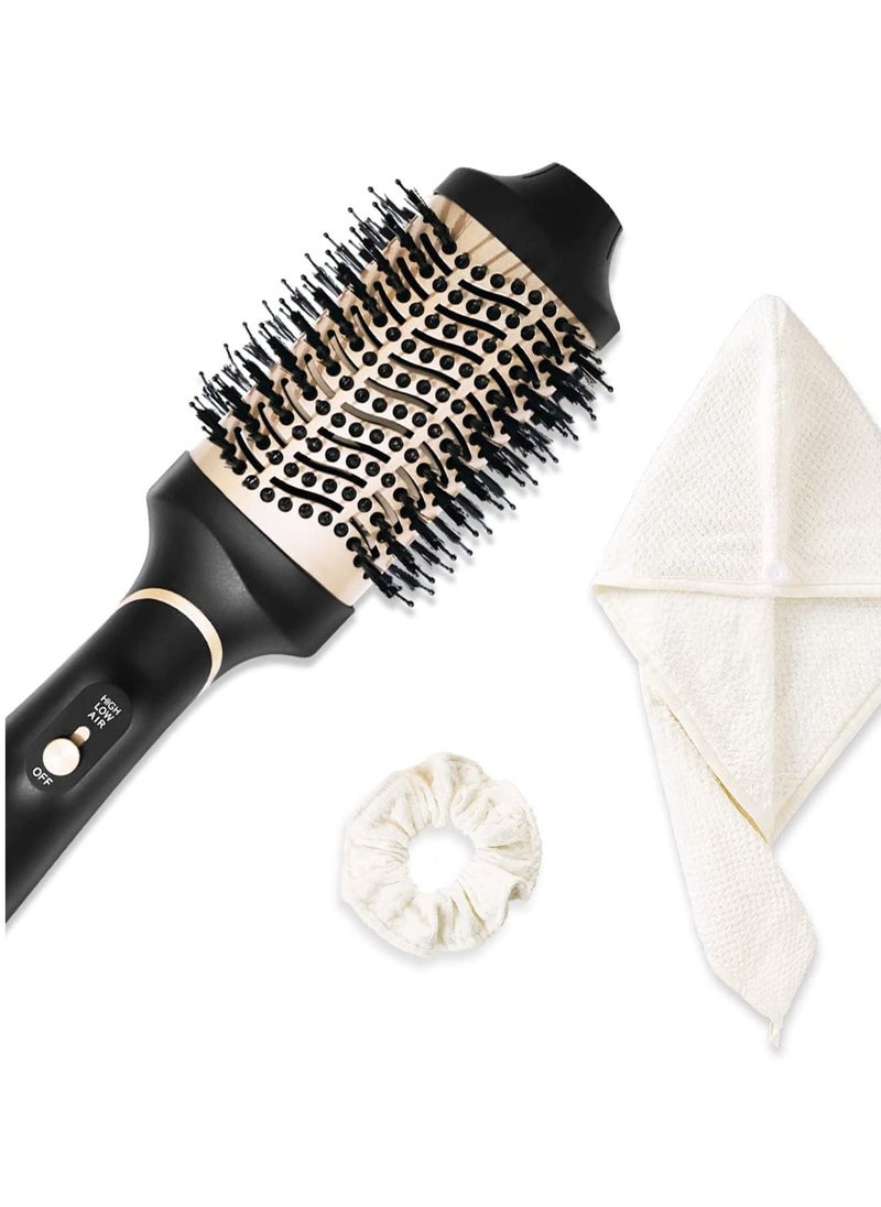 Generic - Hot Air Brush, 4 in 1 Hair Dryer Brush & Volumizer, One Step Blow Dryer Suitable for Straight and Curly Hair, Ceramic Coating Achieve Salon Styling at Home 1000W, Gold/Black - Image 1