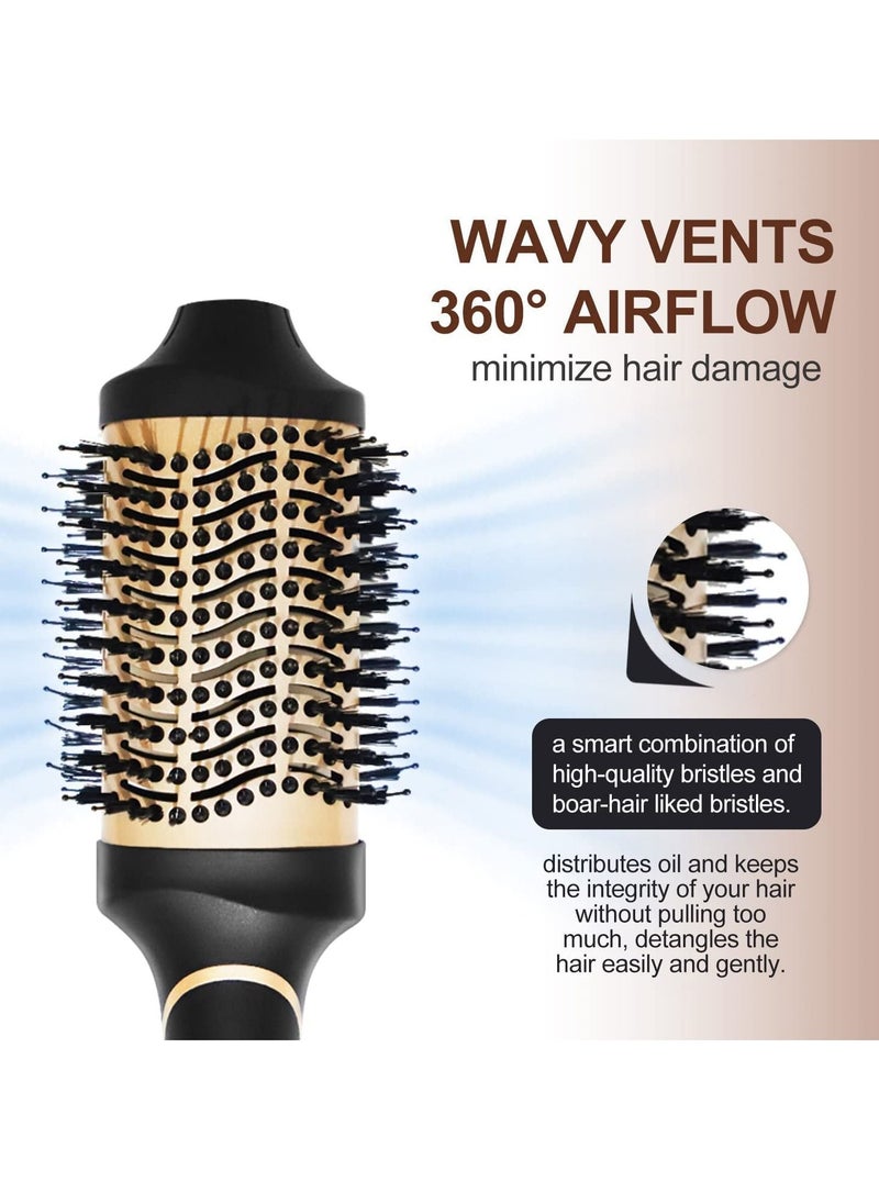 Generic - Hot Air Brush, 4 in 1 Hair Dryer Brush & Volumizer, One Step Blow Dryer Suitable for Straight and Curly Hair, Ceramic Coating Achieve Salon Styling at Home 1000W, Gold/Black - Image 1