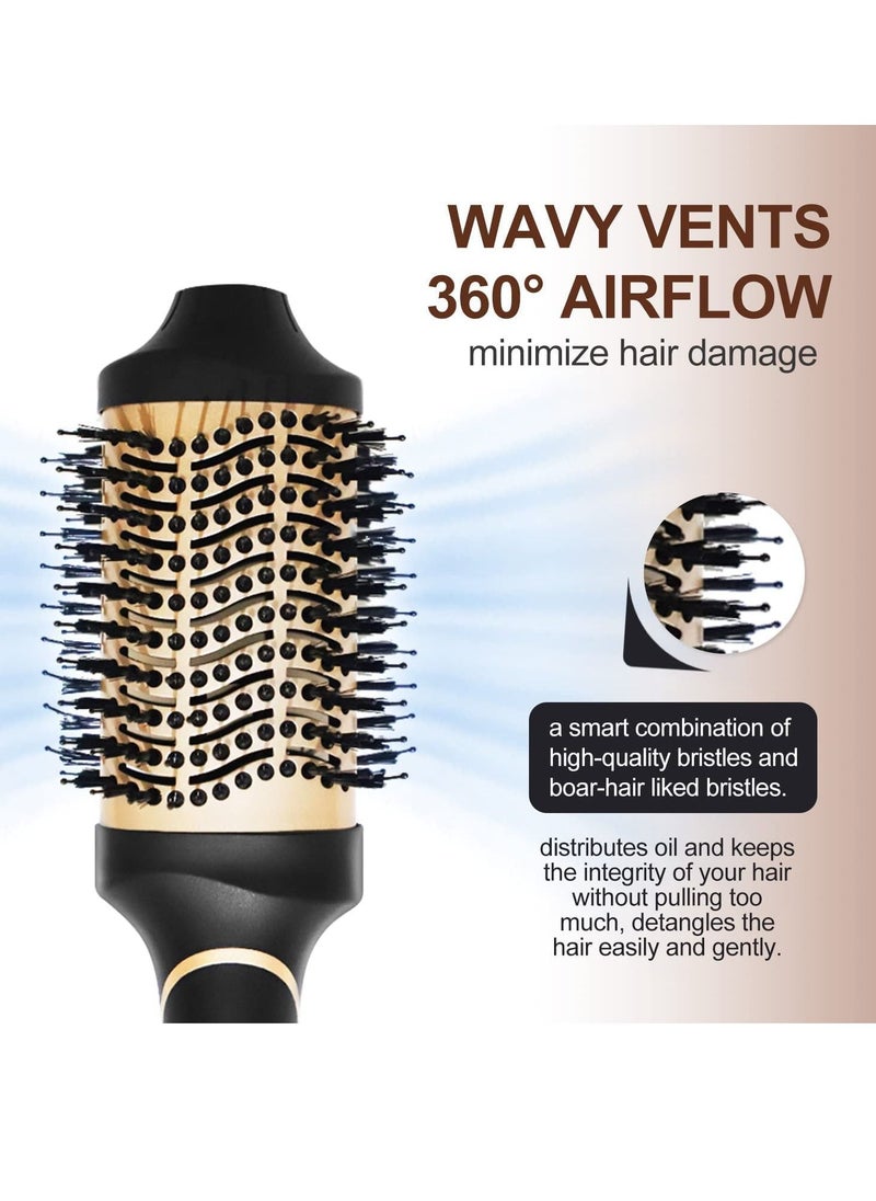 Generic - Hot Air Brush, 4 in 1 Hair Dryer Brush & Volumizer, One Step Blow Dryer Suitable for Straight and Curly Hair, Ceramic Coating Achieve Salon Styling at Home 1000W, Gold/Black - Image 1