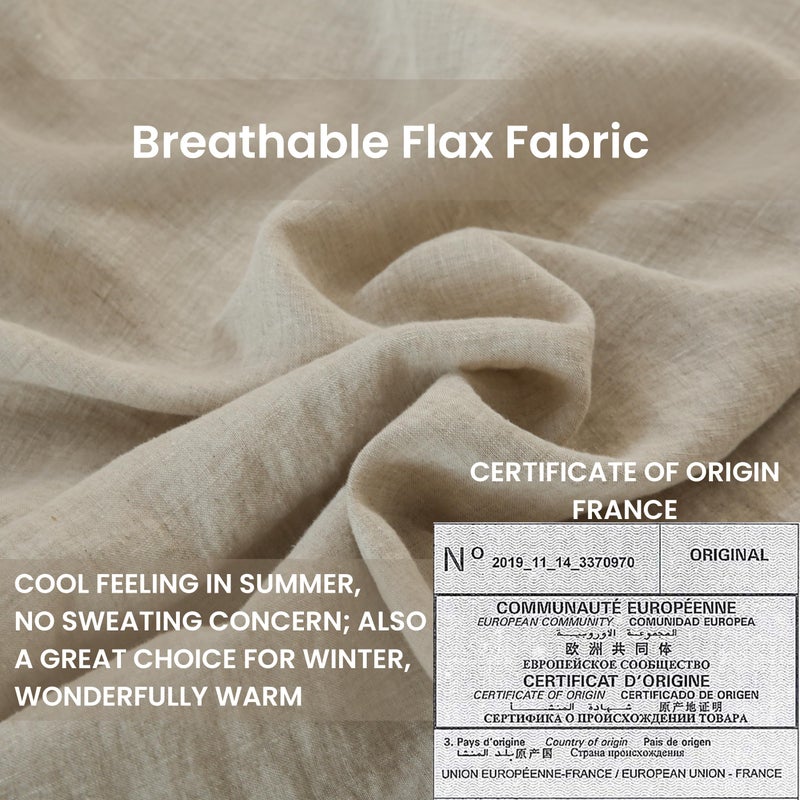 King Linens 100% French Linen Pillowcases with Embroidery - Pack of 2 - Washed Solid Color Natural Flax Soft Breathable - Linen  20'' x 40'' - Image 4