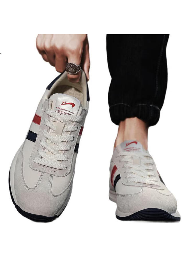 Noble bird Guevara Men'S Casual Shoes Retro Breathable Sports Running Shoes Bone White/Light Grey/Dark Grey Blue Size 42 - Image 1