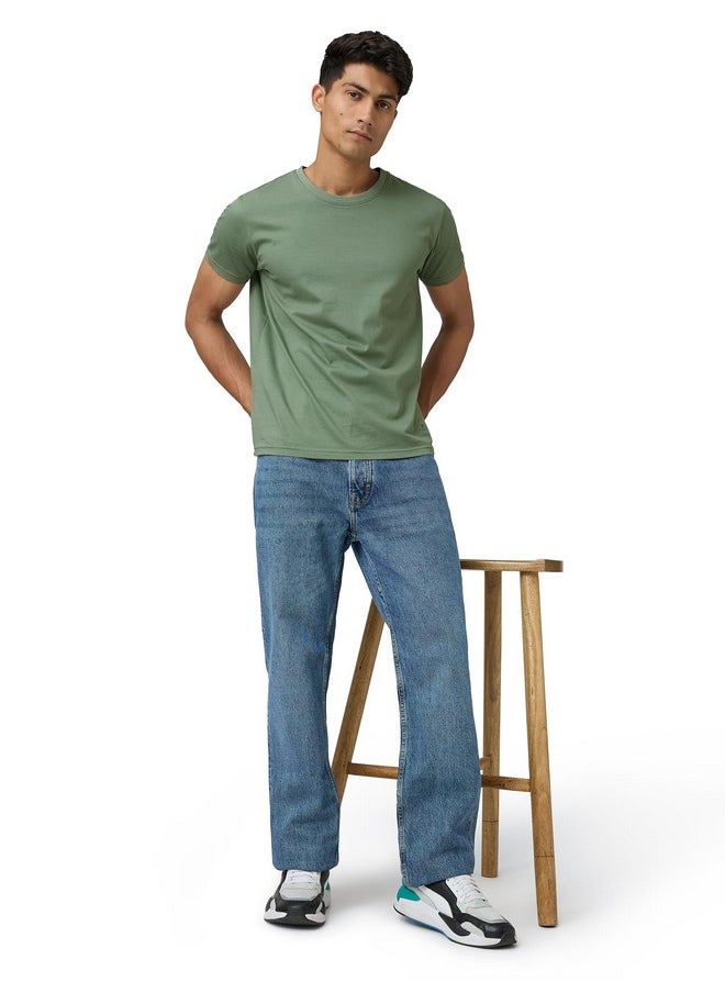 اكس واي اكس اكس تي شيرت رجالي XYXX سادة بقصّة عادية (XY_CR15_Tshirt_1_Sage Green)  - Image 5