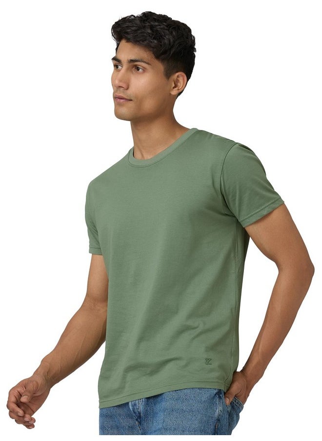 اكس واي اكس اكس تي شيرت رجالي XYXX سادة بقصّة عادية (XY_CR15_Tshirt_1_Sage Green)  - Image 3