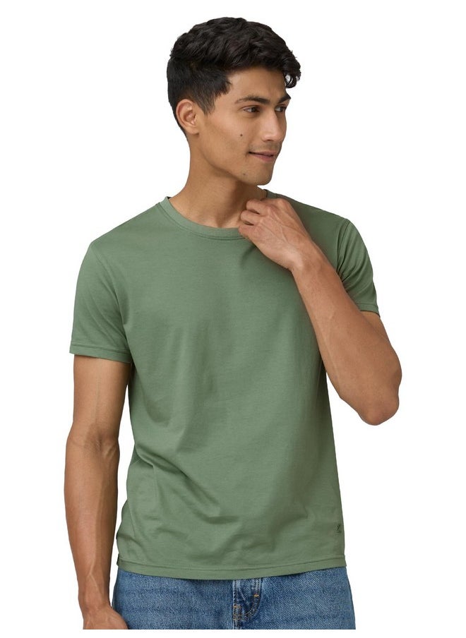 اكس واي اكس اكس تي شيرت رجالي XYXX سادة بقصّة عادية (XY_CR15_Tshirt_1_Sage Green)  - Image 1