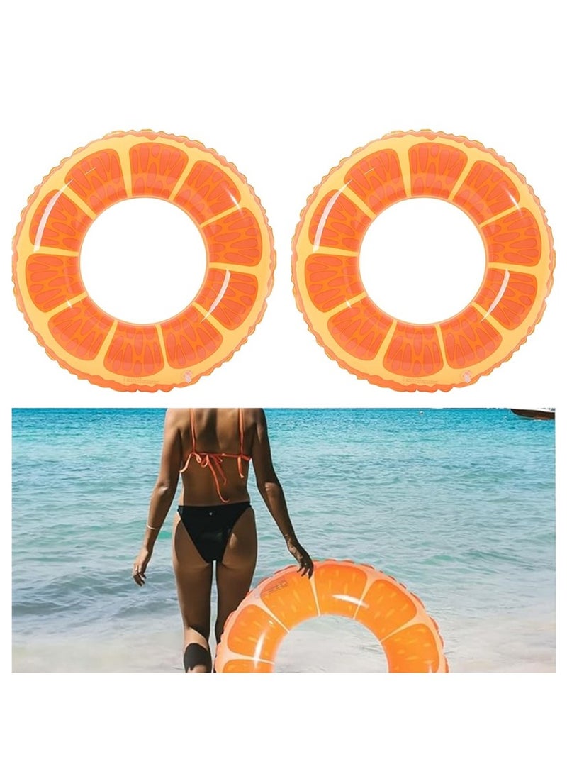 2 حزمة حلقة السباحة ، 80 سم قطر قابل للنفخ حلقة حمام السباحة العائمة ، حلقات أنبوب السباحة الفاكهة ألعاب الملونة حمام السباحة العائمة لحفلة حمام السباحة على الشاطئ للأطفال والكبار (2Pack ، 80 سم ، البرتقالي) - Image 1