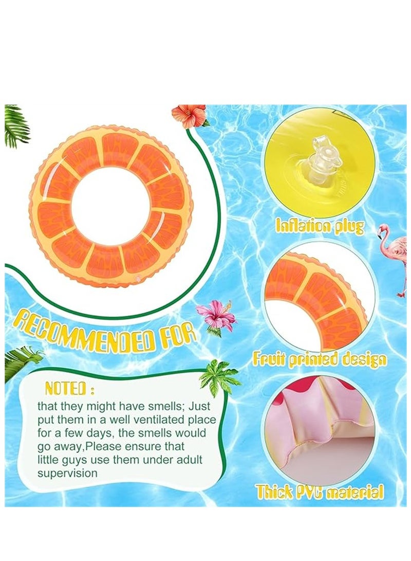 2 حزمة حلقة السباحة ، 80 سم قطر قابل للنفخ حلقة حمام السباحة العائمة ، حلقات أنبوب السباحة الفاكهة ألعاب الملونة حمام السباحة العائمة لحفلة حمام السباحة على الشاطئ للأطفال والكبار (2Pack ، 80 سم ، البرتقالي) - Image 2