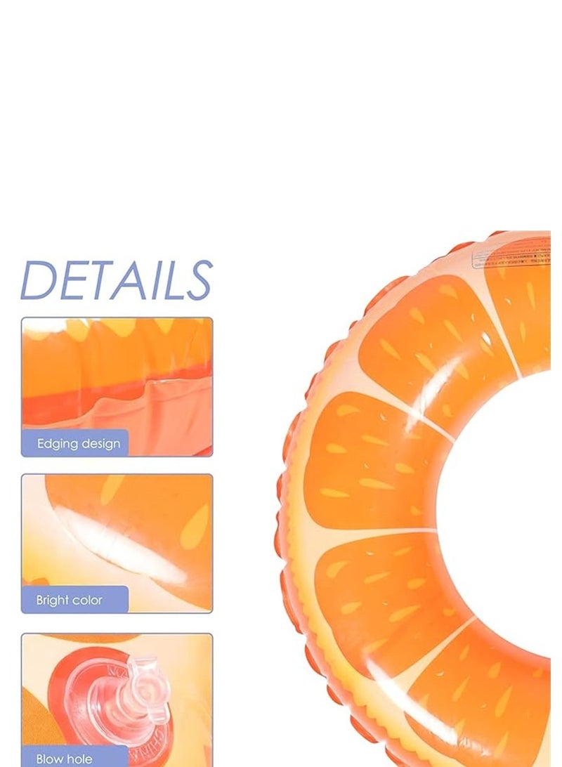 2 حزمة حلقة السباحة ، 80 سم قطر قابل للنفخ حلقة حمام السباحة العائمة ، حلقات أنبوب السباحة الفاكهة ألعاب الملونة حمام السباحة العائمة لحفلة حمام السباحة على الشاطئ للأطفال والكبار (2Pack ، 80 سم ، البرتقالي) - Image 4