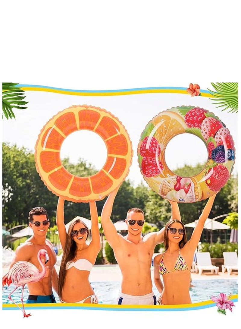2 حزمة حلقة السباحة ، 80 سم قطر قابل للنفخ حلقة حمام السباحة العائمة ، حلقات أنبوب السباحة الفاكهة ألعاب الملونة حمام السباحة العائمة لحفلة حمام السباحة على الشاطئ للأطفال والكبار (2Pack ، 80 سم ، البرتقالي) - Image 5