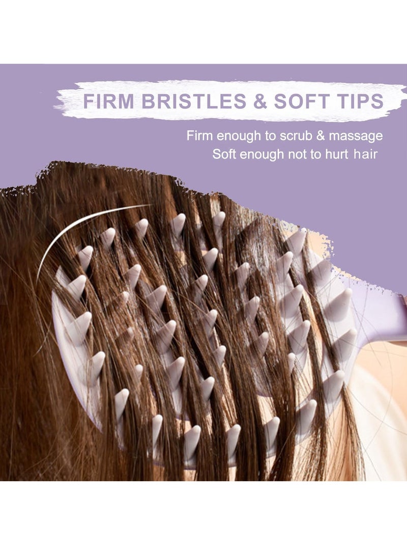 KASTWAVE Hair Scalp Shampoo Brush, Wet & Dry Vented Detangling Hair Brush, Scalp Care Brush, Soft Hair Shampoo Brush for Scalp Exfoliator and Dandruff Removal(Purple)  - Image 4
