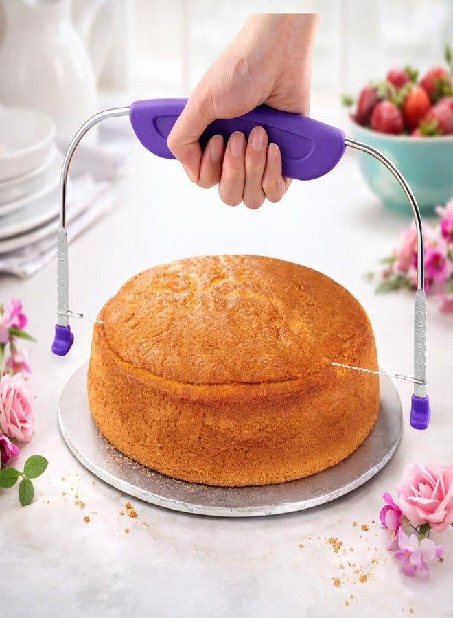WOW KITCHEN قطاعة كيك قابلة للتعديل من واو كيتشن، مزودة بسلك من الفولاذ المقاوم للصدأ | قطاعة طبقات الكيك للخبز، الكيك الإسفنجي والمعجنات | للاستخدام المنزلي والمهني. قد يختلف اللون حسب التوافر. - Image 1