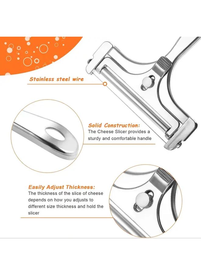 Stainless Steel Cheese Slicer Adjustable Wire Cutter For Soft Semi Hard Cheese Silvery - Image 2