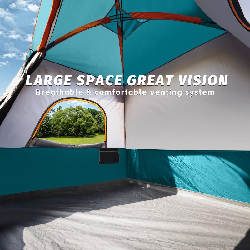 UNP 4-Person Tent, Portable Cabin Tent, Camping Tent 4-Person Easy Set Up, Waterproof with Top Rainfly for Outdoor Camping/Hiking (Ocean Blue) - Image 3