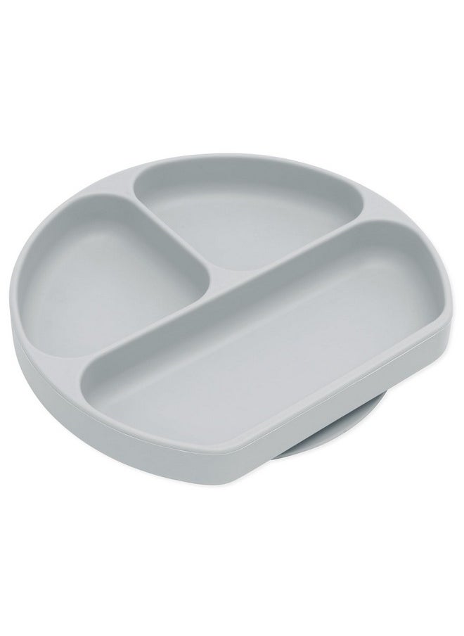 BUMKiNs - Toddler And Baby Suction Plate, Divided Grip Dish For Babies And Kids, Baby Led Weaning, Feeding Supplies, Sticks To Tables And Highchairs, Platinum Silicone, For Chidren 6 Months, Gray - Image 1