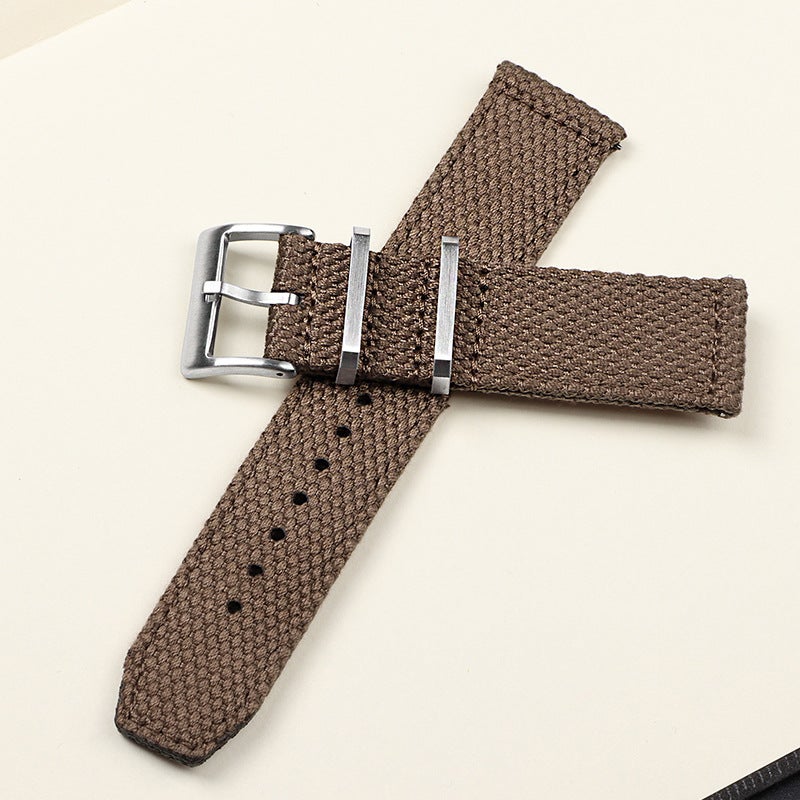 Generic Suitable for Samsung sports4 Woven Watch Strap NATO Nylon Watch Strap Quick Release Linen Nylon 20/22mm Brown 