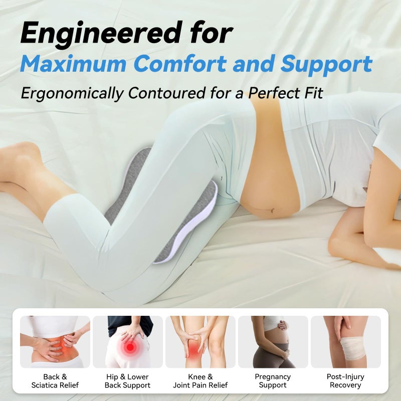 UJPFEO Knee Pillow for Side Sleepers,Leg Pillows for Sciatica,Knees,HIPS,Joints Between Legs,Back Pain Relief When Side Sleeping Spine Alignment Support for Knee Surgery Recovery - Image 3