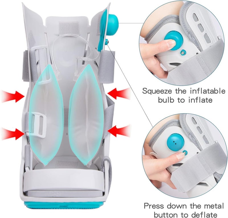 GHORTHOUD Inflatable Walker Fracture Boot Short Walker Brace Medical Air Cam Walking Boot for Sprained Ankle Recovery Stress Fracture Broken Foot Achilles Tendonitis (S) - Image 3