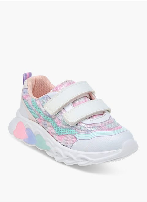 Girls Ombre Light-Up Sneakers With Hook And Loop Closure