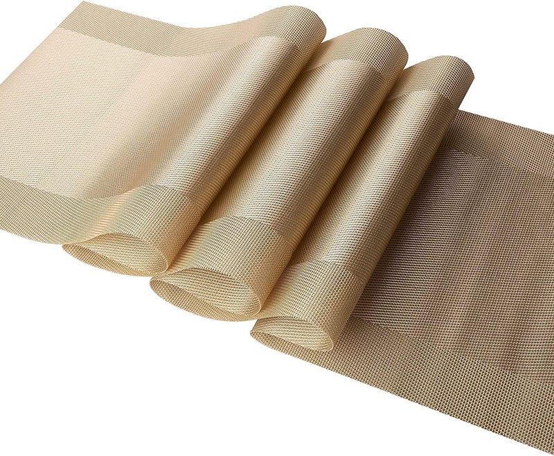 TASKHOUSE Table Runner Dining Waterproof Washable Table Cover for Kitchen, Dining Room, Party & Home Décor - Gold (180X30cm; Pack of 1) - Image 1
