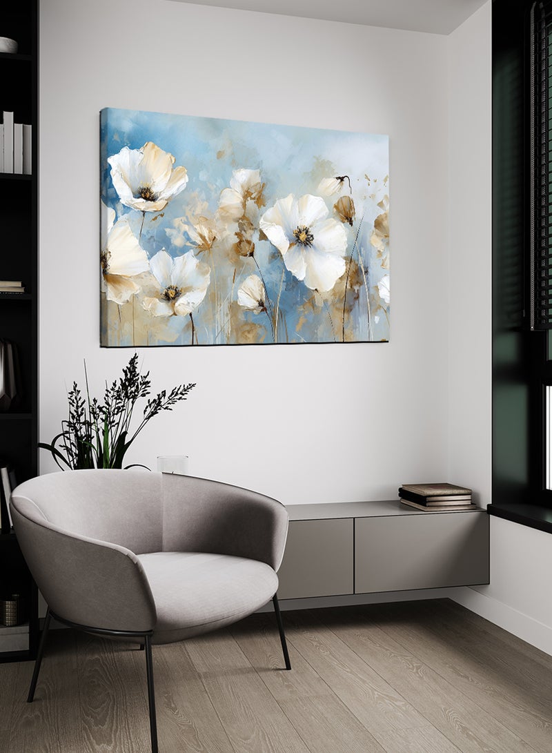 LOWHA Canvas Wall Art Stretched Over Wooden Frame with Flowers Oil Painting - Image 1