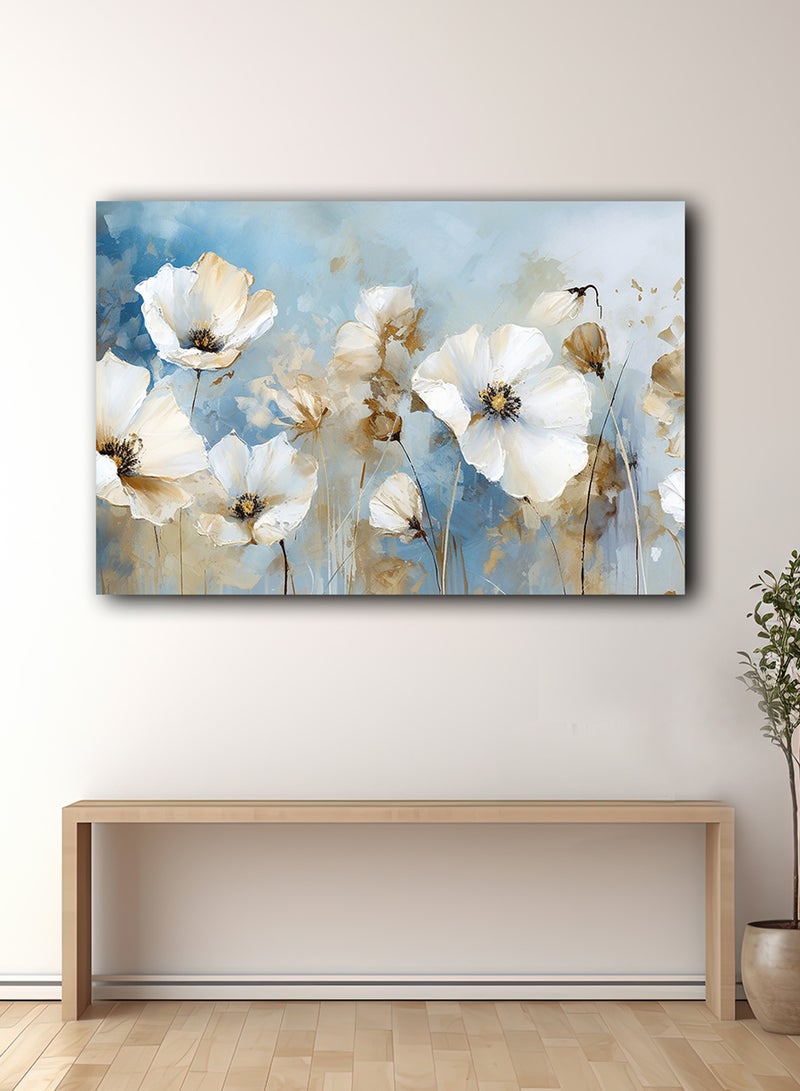 LOWHA Canvas Wall Art Stretched Over Wooden Frame with Flowers Oil Painting - Image 2