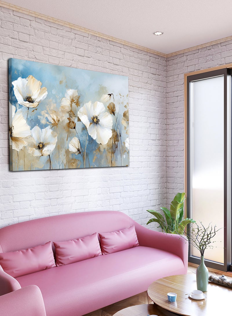 LOWHA Canvas Wall Art Stretched Over Wooden Frame with Flowers Oil Painting - Image 3