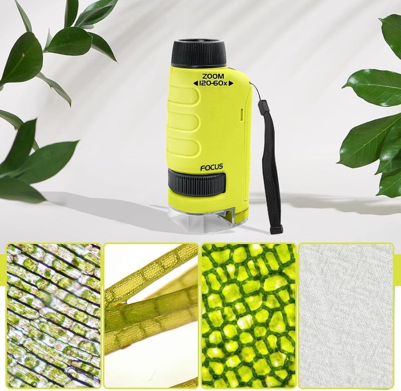 Tobo Kids Science Microscope Toy 60-120x Portable for Kids Boys Girls School Yellow with Specimen|Toys & Hobbies | Educational | Science & Nature | Microscopes & Chemistry (TD-1460IM) - Image 4