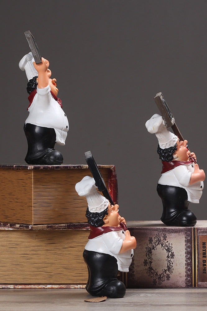 Home Restaurant Cartoon Chef Cute Figurines Kitchen Decor With Welcome Sign Board Creative Sculpture Modern Desktop Statue Ornament for Kitchen Cook Bar Coffee Restaurant Decor - Image 4