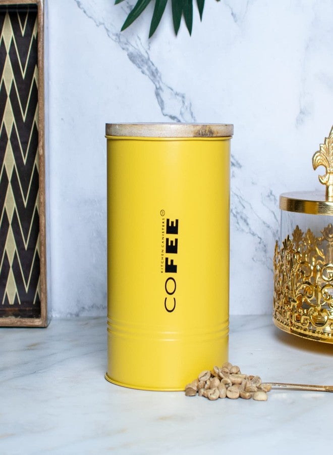 Craftlayout Premium Airtight Jar - TIN Coffee Canister Multipurpose Dry Food Storage & Home Kitchen Organizer, Ideal For Tea, Coffee, Sugar and Spices Durable Dabba With Lids Yellow - 900 Ml - Image 1