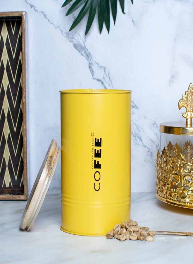 Craftlayout Premium Airtight Jar - TIN Coffee Canister Multipurpose Dry Food Storage & Home Kitchen Organizer, Ideal For Tea, Coffee, Sugar and Spices Durable Dabba With Lids Yellow - 900 Ml - Image 2