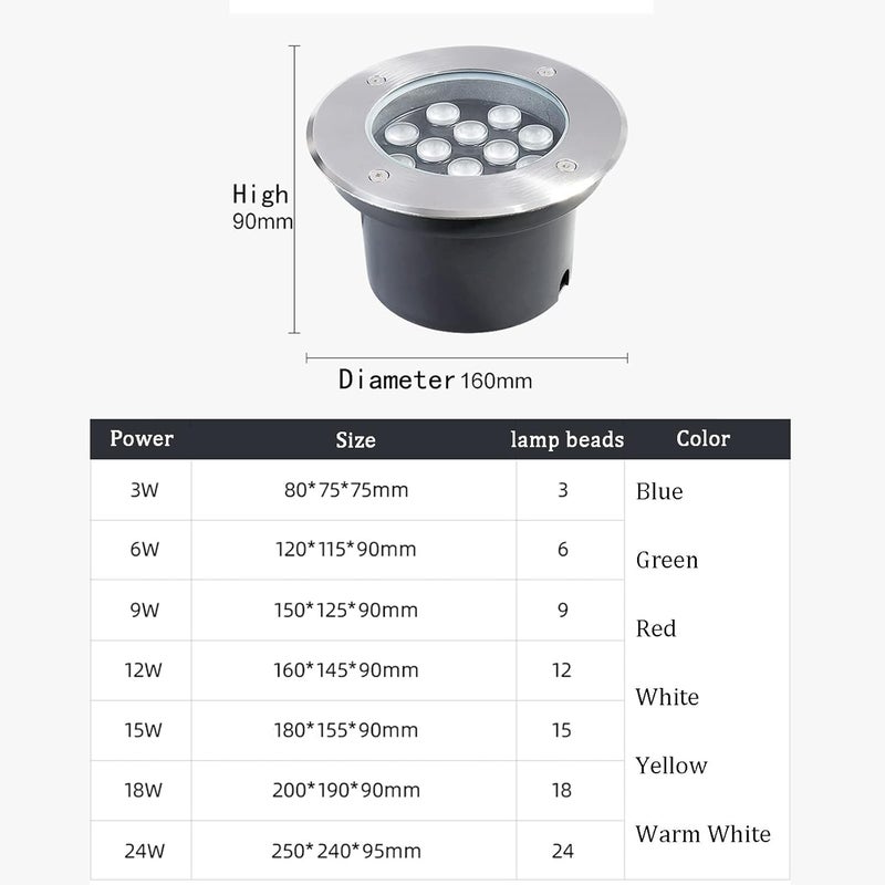 ضوء LED غائر تحت الأرض، جهد منخفض DC24V، ستانلس ستيل، مقاوم للماء بمعيار IP68، إضاءة خارجية للمناظر الطبيعية للبرك وأحواض الأسماك والساحات - Image 2