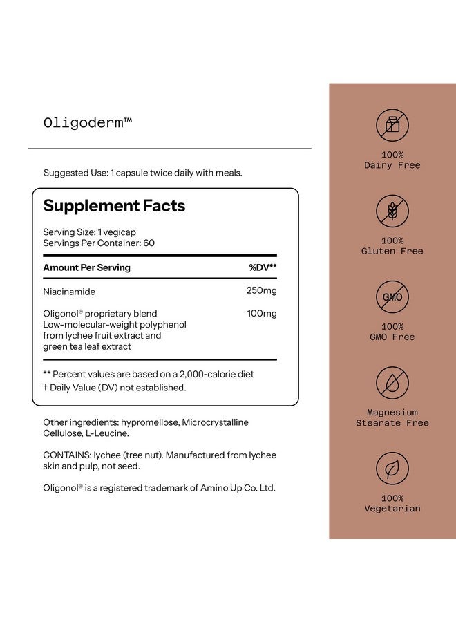 Quality of Life - Oligoderm - Premium Skin Support Supplement Featuring Oligonol and Niacinamide - 60 Capsules - Image 2