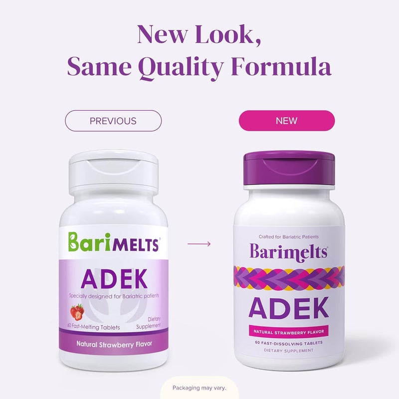Barimelts ADEK  60 FastDissolving Tablets 2Month Supply  SugarFree Bariatric Vitamins for Women Including Vitamin A Vitamin D Vitamin E  Vitamin K Natural Strawberry Flavor - Image 2