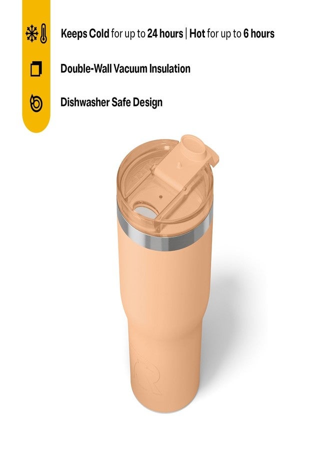 RTIC 20oz Essential Tumbler with Lid, Ceramic Lined, Insulated, Stainless Steel, Metal, Double Wall Vacuum-Insulation, Travel Cup for Iced Coffee, Tea, Hot and Cold Drink, Peach Tea - Image 3