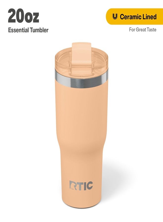 RTIC 20oz Essential Tumbler with Lid, Ceramic Lined, Insulated, Stainless Steel, Metal, Double Wall Vacuum-Insulation, Travel Cup for Iced Coffee, Tea, Hot and Cold Drink, Peach Tea - Image 2