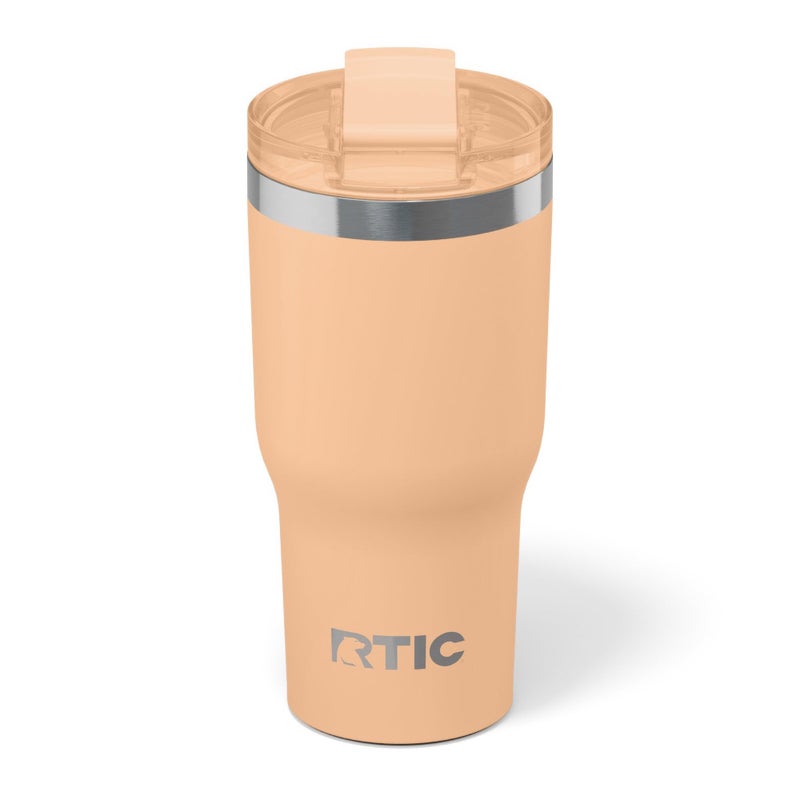 RTIC 20oz Essential Tumbler with Lid, Ceramic Lined, Insulated, Stainless Steel, Metal, Double Wall Vacuum-Insulation, Travel Cup for Iced Coffee, Tea, Hot and Cold Drink, Peach Tea - Image 1