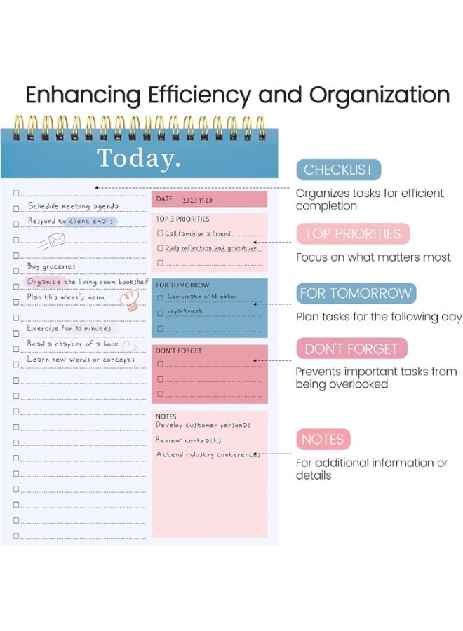 مفكرة قائمة المهام، 52 ورقة مفكرة قائمة مهام للعمل، مفكرة قائمة مهام للعمل، مخطط يومي حلزوني حلزوني غير مؤرخ مثالي لتعزيز الإنتاجية وتحقيق الأهداف - Image 3