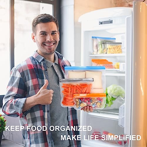 Lerine 6 Pack Reusable Gallon Freezer Bags Dishwasher Safe, BPA Free Reusable 1 Gallon Bags, Leakproof Food Storage Bags for Marinate Meats, Cereal, Vegetables, Home Organization(Grey) - Image 4