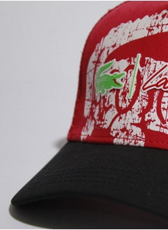 LACOSTE Lacoste Cap with Crocodile Logo Graphic - Red & Black  - Image 2