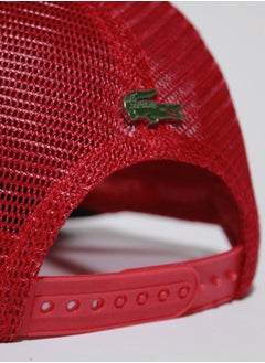 LACOSTE Lacoste Cap with Crocodile Logo Graphic - Red & Black  - Image 5