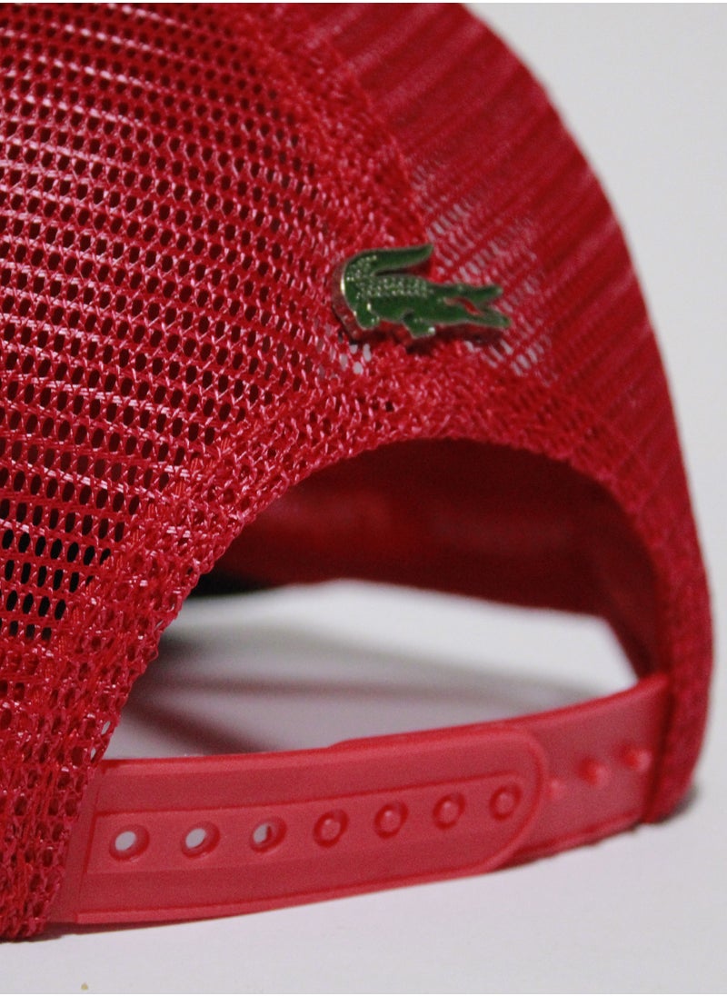 LACOSTE Lacoste Cap with Crocodile Logo Graphic - Red & Black  - Image 5