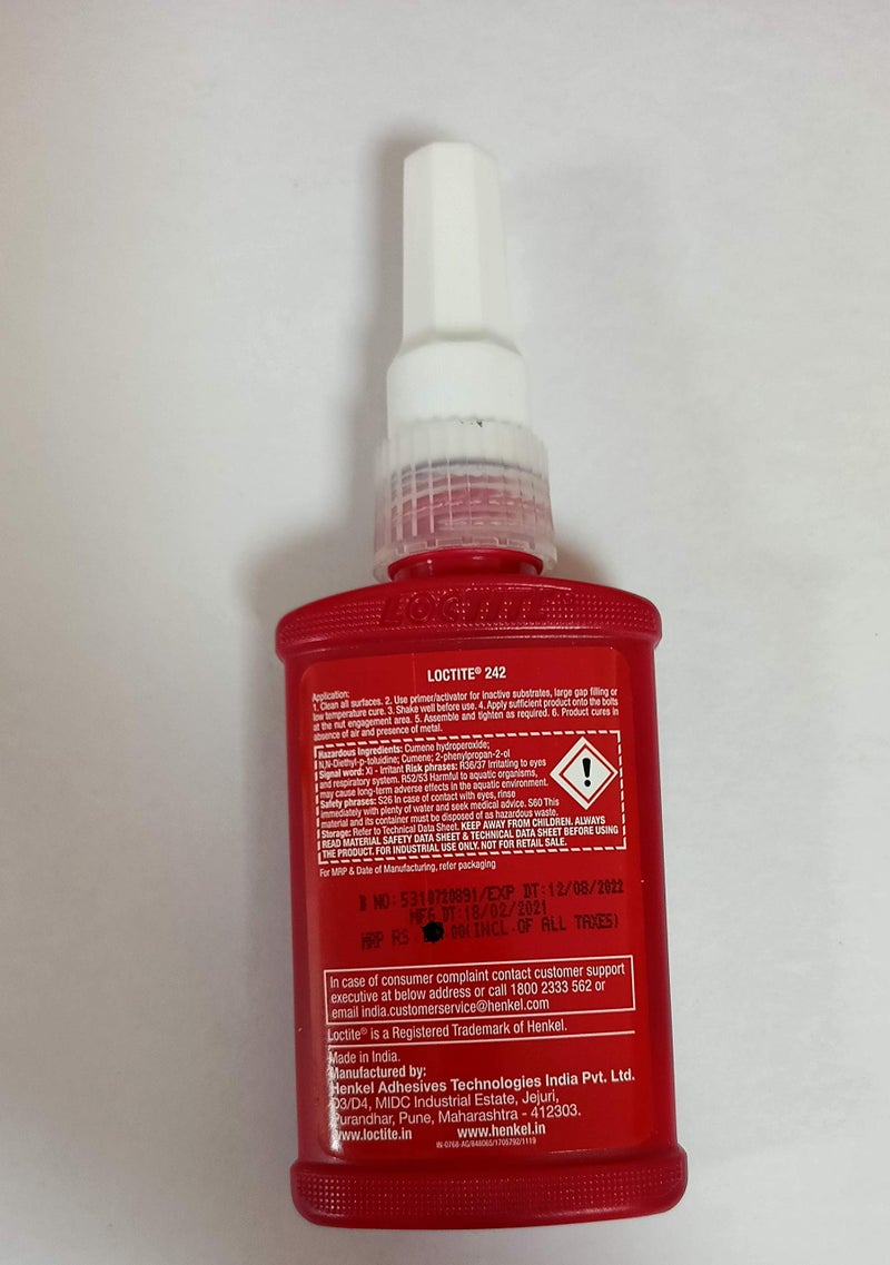 Loctite Henkel 242 50ml Threadlocker Medium Strength Glue - Image 2
