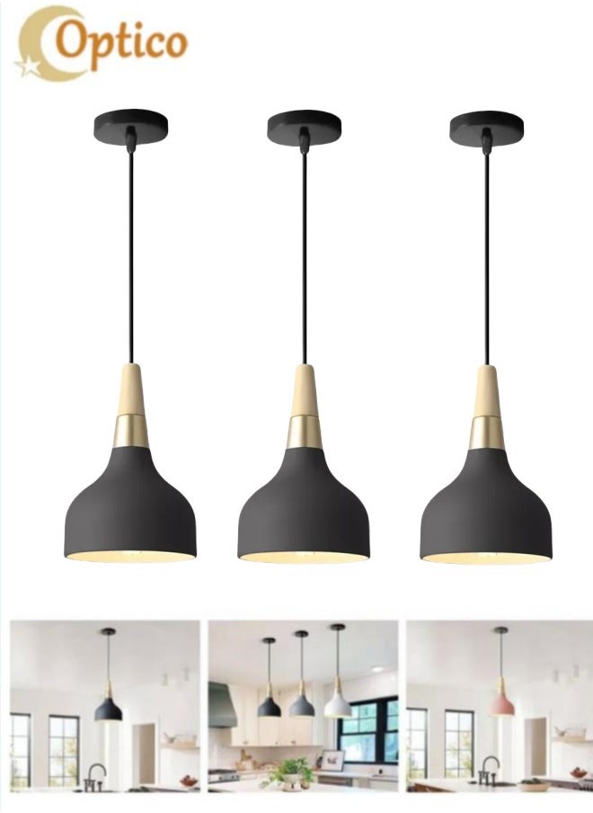 Optico Pendant Ceiling Lights, 3Pcs Chandelier Decor Lamps Hanging Ceiling Lights with 3-Color Lights Indoor Lighting Hanging Lamps with Adjustable Cord for Living Room Bedroom Kitchen Restaurant Hallway  - Image 1