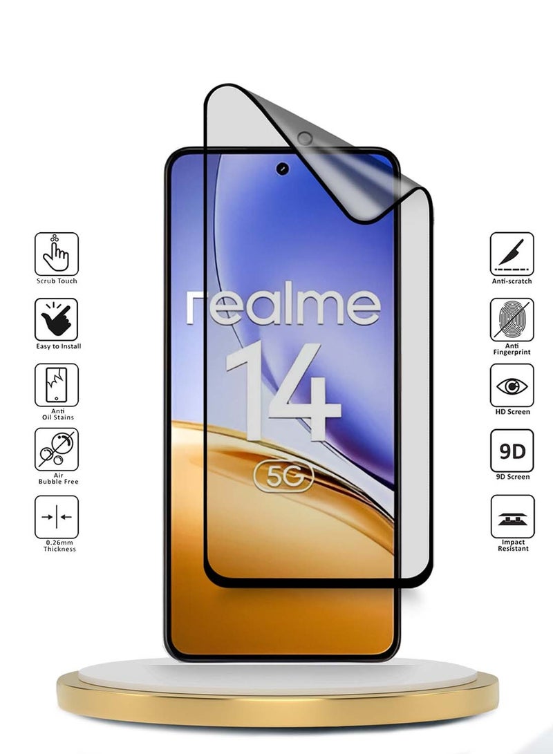 Wtech Realme 14 5G 2025 Premium Nano Ceramic Full Glue Full Cover Matte Flexible Screen Protector (MSCNMN) - Clear/Black - Image 2