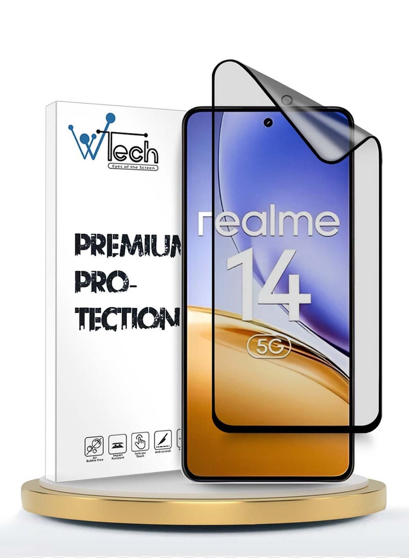 Wtech Realme 14 5G 2025 Premium Nano Ceramic Full Glue Full Cover Matte Flexible Screen Protector (MSCNMN) - Clear/Black - Image 1