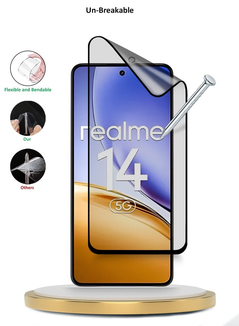 Wtech Realme 14 5G 2025 Premium Nano Ceramic Full Glue Full Cover Matte Flexible Screen Protector (MSCNMN) - Clear/Black - Image 4