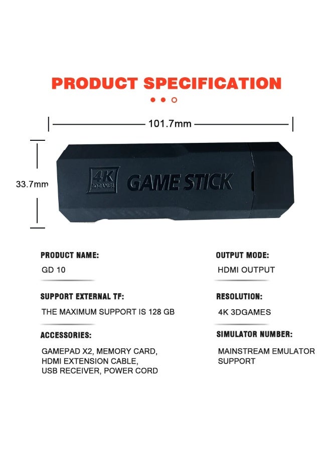 General Portable Video Game Stick GD10 PLus P3 Rechargeable Wireless Controller HDTV Retro Game Console128GB 50000+ Games for PS1/N64  - Image 3