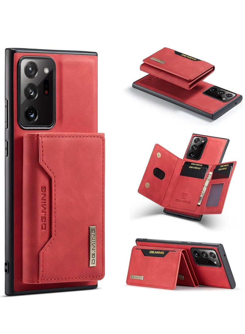 DGMING Wallet Case for Samsung Galaxy Note 20 Ultra, DG.MING Premium Leather Phone Case Back Cover Magnetic Detachable with Trifold Wallet Card Holder Pocket (Red)  - Image 2