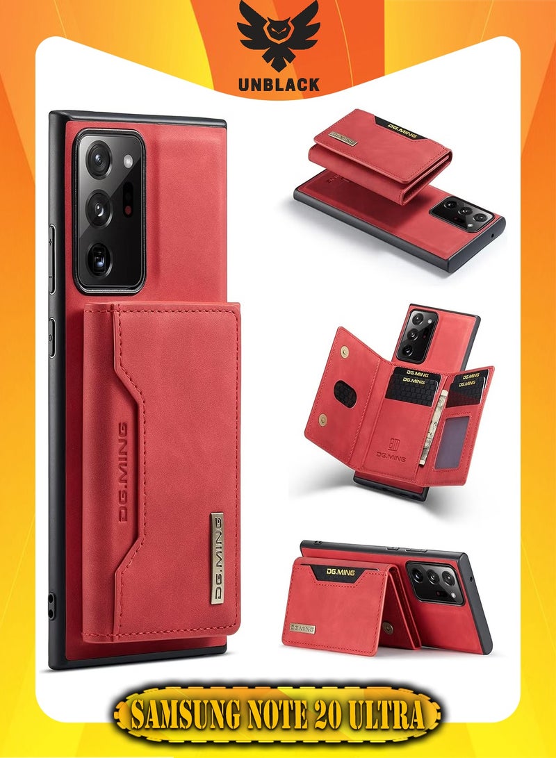 DGMING Wallet Case for Samsung Galaxy Note 20 Ultra, DG.MING Premium Leather Phone Case Back Cover Magnetic Detachable with Trifold Wallet Card Holder Pocket (Red)  - Image 1
