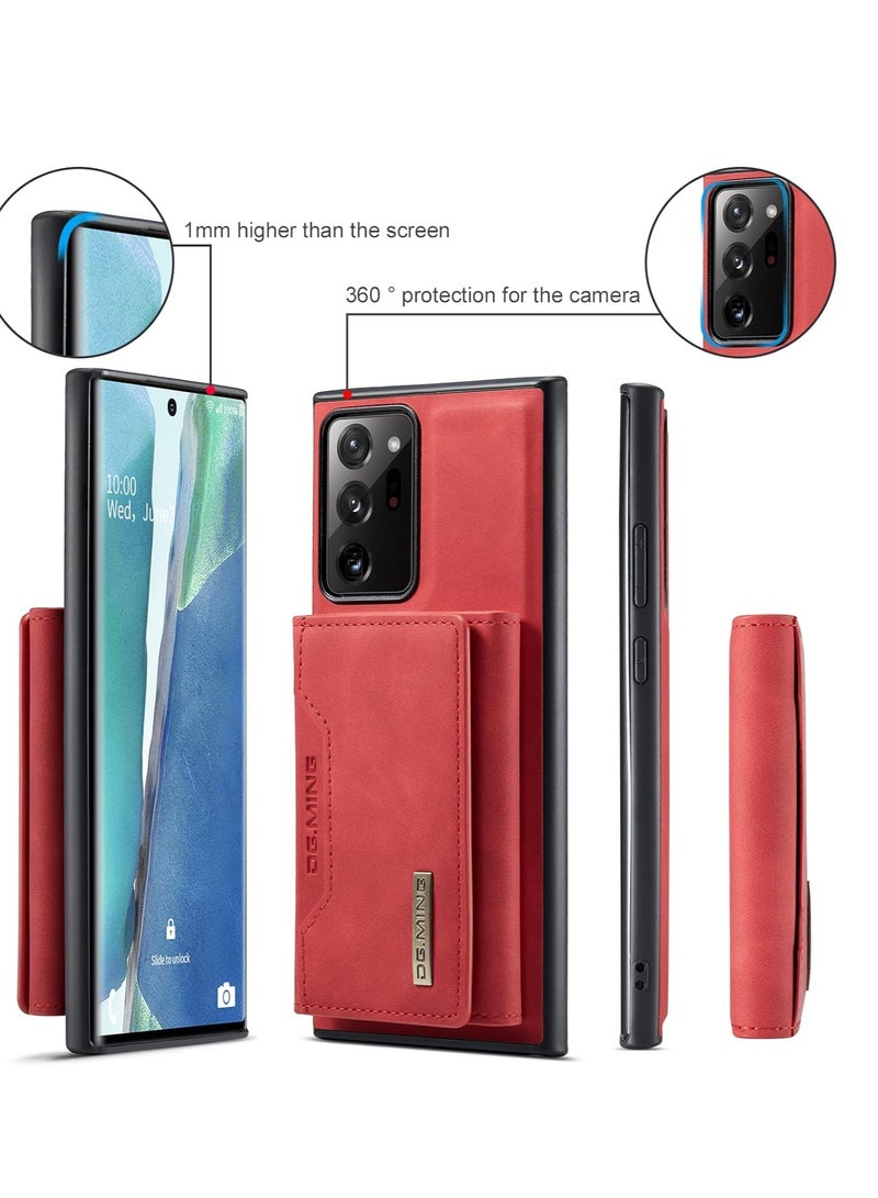 DGMING Wallet Case for Samsung Galaxy Note 20 Ultra, DG.MING Premium Leather Phone Case Back Cover Magnetic Detachable with Trifold Wallet Card Holder Pocket (Red)  - Image 3